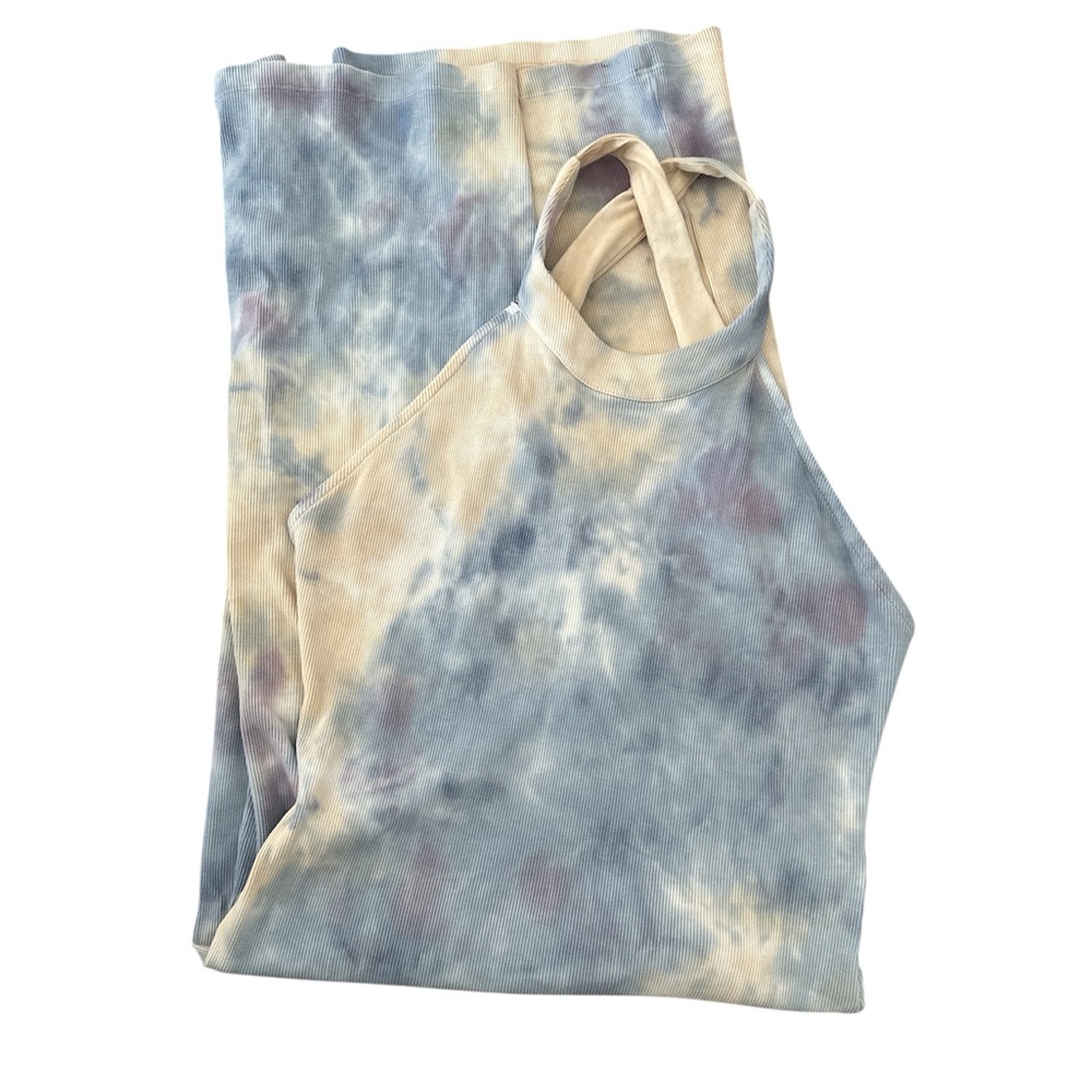 Young Fabulous & Broke Blue, Cream & Lavender Halter Tie-Dye Midi Dress - Picture 2 of 7